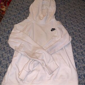 nike women’s small white funnel neck hoodie, small stain on hand cuff